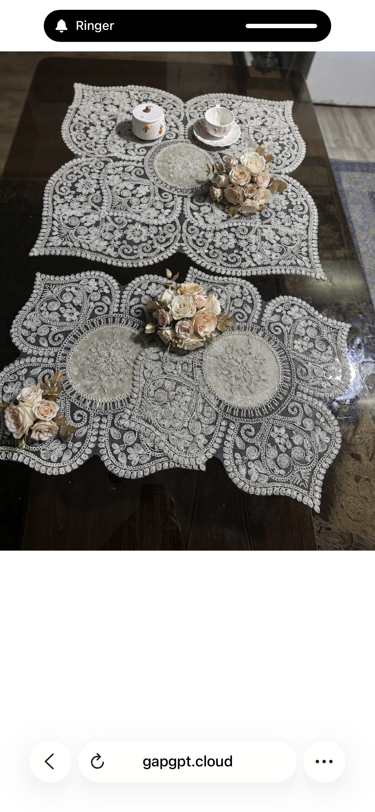 رومیزی سه تیکه مربع کرم نسکافه طلایی